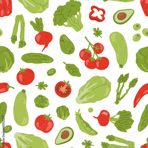 Vector seamless background pattern with vegetables for surface pattern design 