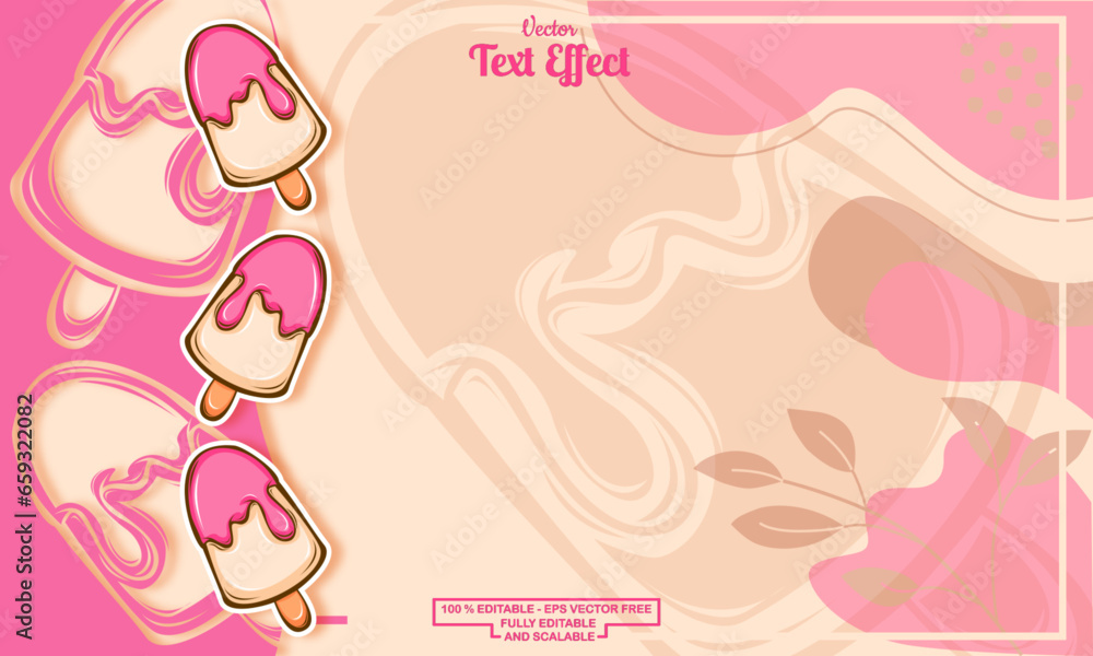 seamless cute pink ice cream hand drawn pattern background
