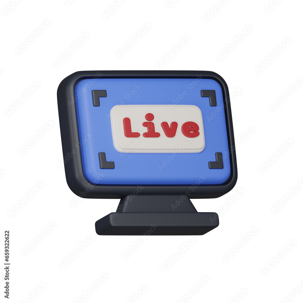 computer live streaming 3d icon computer live streaming 3d icon