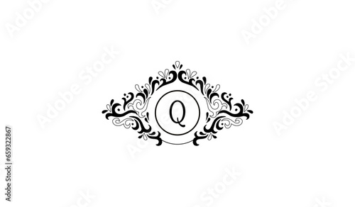 Elegant black wedding invitation Logo Q