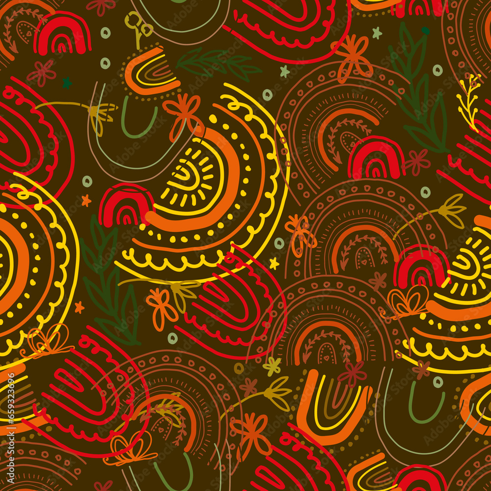 Autumn set of colorful rainbows. Collection of brown children's flat illustrations. Design for children's clothing, posters, prints, postcards, backgrounds. Autumn set of colorful rainbows. Collection of brown children's flat illustrations. Design for children's clothing, posters, prints, postcards, backgrounds.