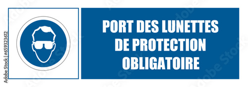 Lunettes de protection encart EPI panneau rond bleu équipement de sécurité obligatoire