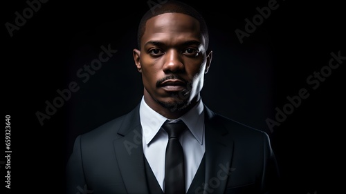 Erfolgreicher afrikanischer CEO in schwarzem Anzug © Max