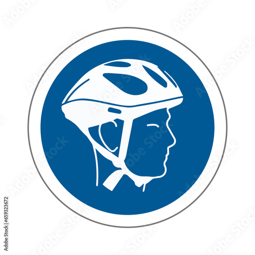 Casque cycliste EPI panneau rond bleu équipement de sécurité obligatoire