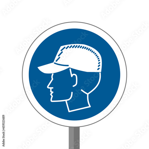 Casquette EPI panneau rond bleu équipement de sécurité obligatoire