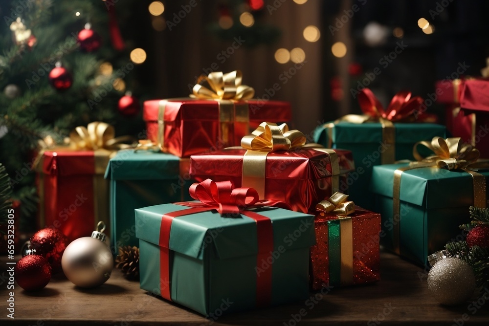 Christmas Tree with presents, christmas tree and gifts, christmas, gift boxes red green gift boxes | AI-GENERATED Christmas Tree with presents, christmas tree and gifts, christmas, gift boxes red green gift boxes | AI-GENERATED