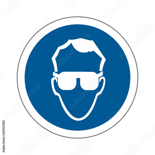 Lunette EPI panneau rond bleu équipement de sécurité obligatoire