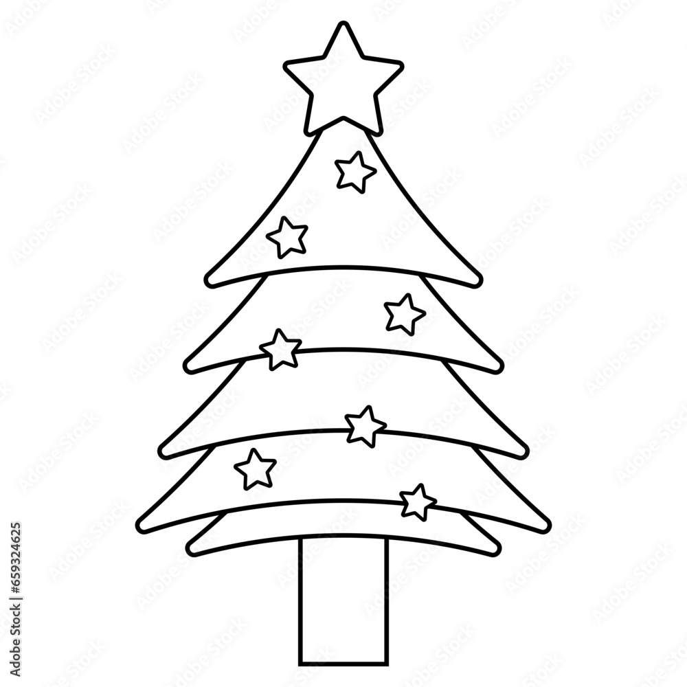 Fototapeta premium Christmas Tree Line Icon