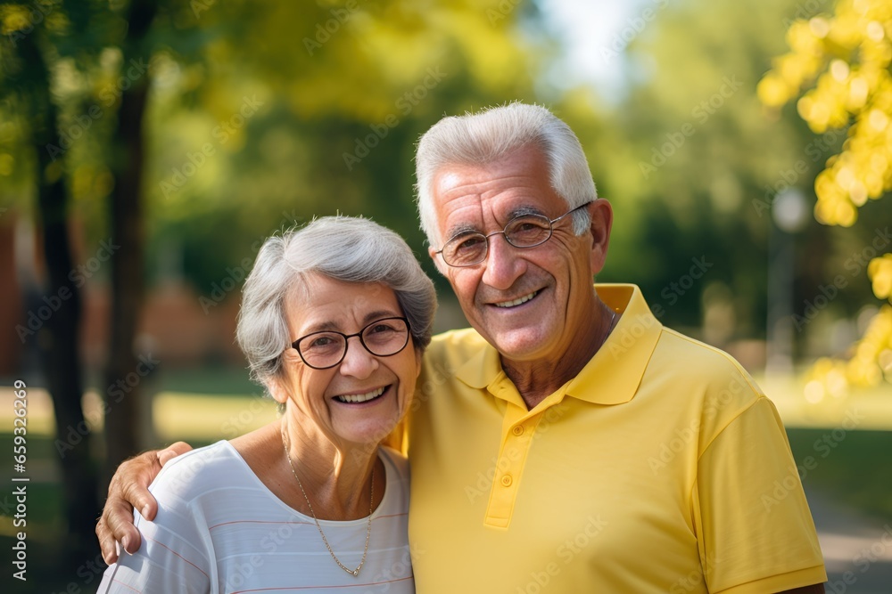 Portrait of Two Happy Old Persons Smiling Candidly. Generative AI. Portrait of Two Happy Old Persons Smiling Candidly. Generative AI.