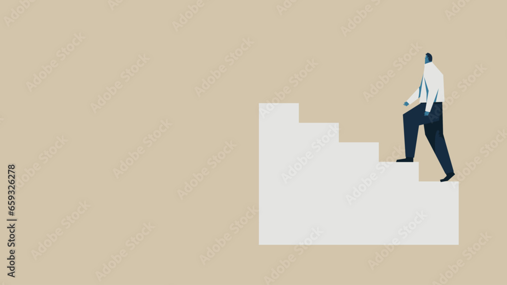 An office worker climbing the stairs. An office worker climbing the stairs.