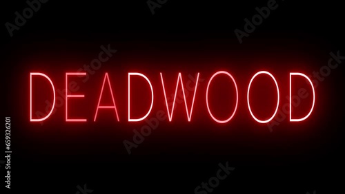 Flickering red retro style neon sign glowing against a black background