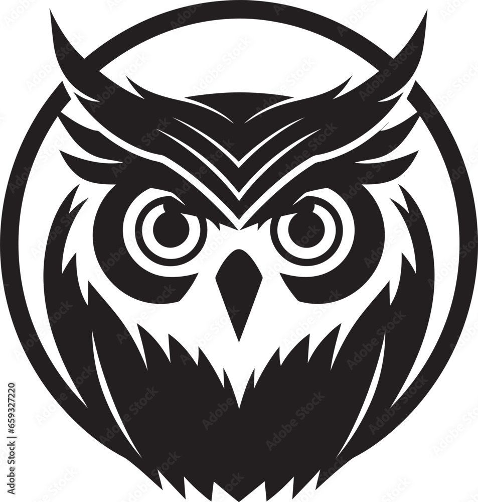 Obraz premium Minimalist Owl Symbol Owl Profile Badge Template