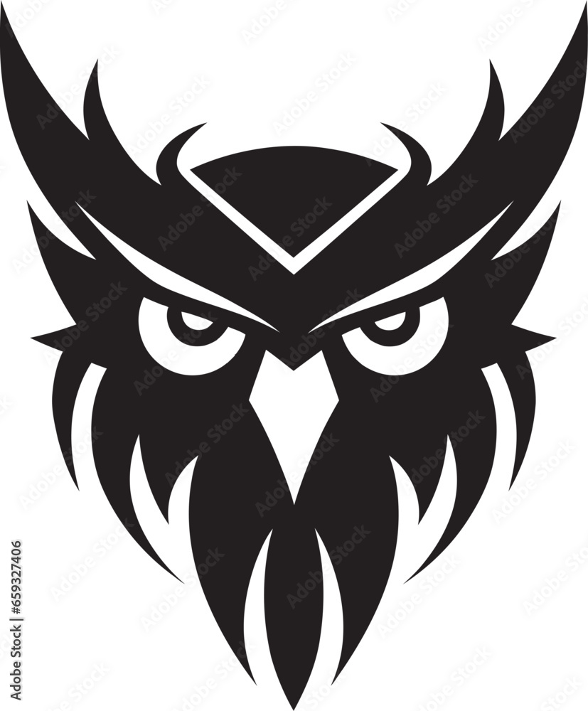 Owl Amongst Stars Badge Playful Owl Illustration