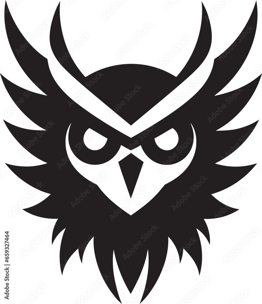 Fototapeta premium Owl Face Graphic Badge Feathery Friend Vector