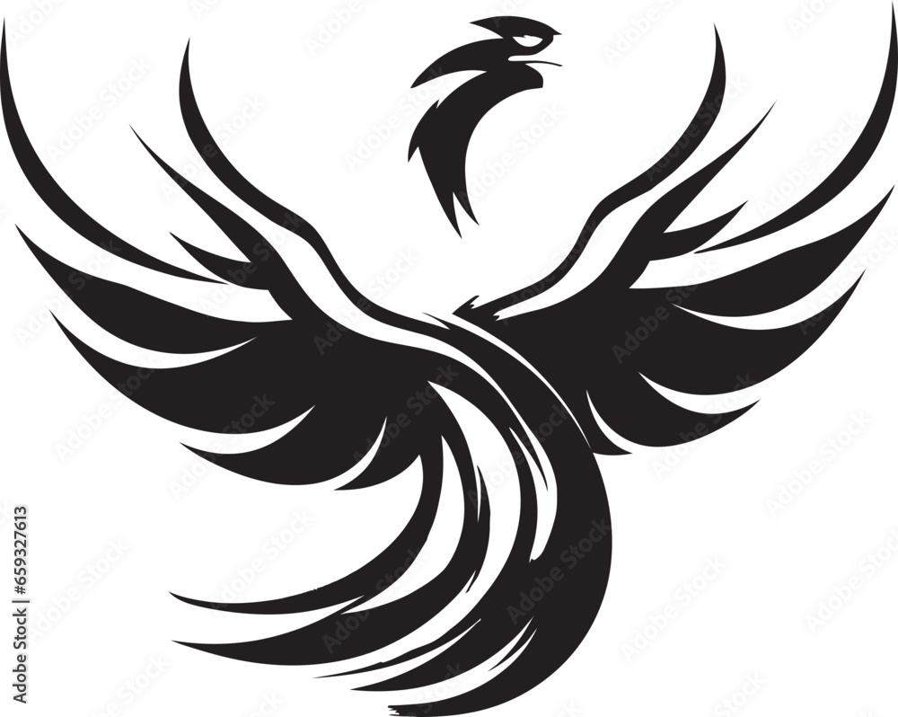 Fototapeta premium Phoenix's Night Flight Intricate Feathered Icon