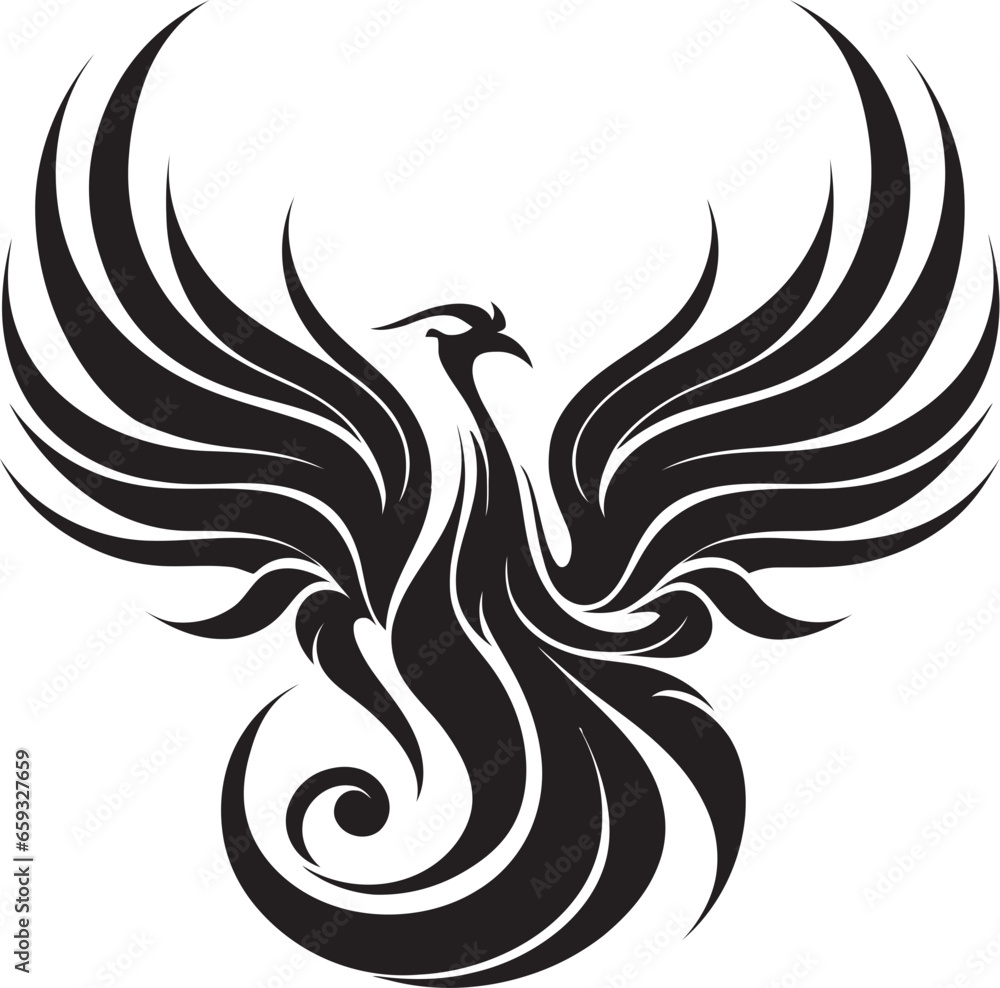 Fototapeta premium Cosmic Flame Logo Mark Celestial Phoenix Wings