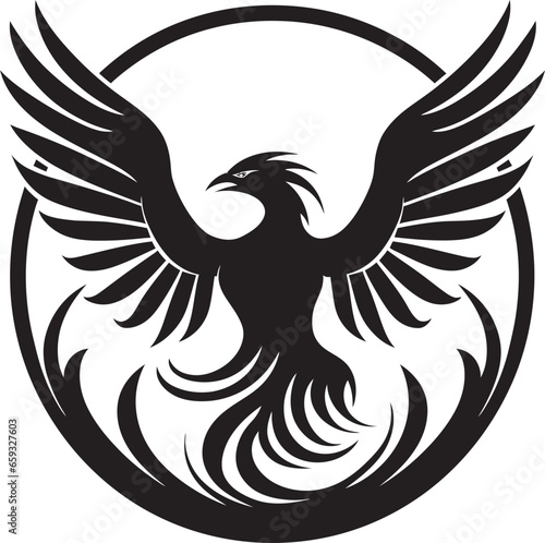 Ethereal Feathered Emblem Noir Phoenix Rising