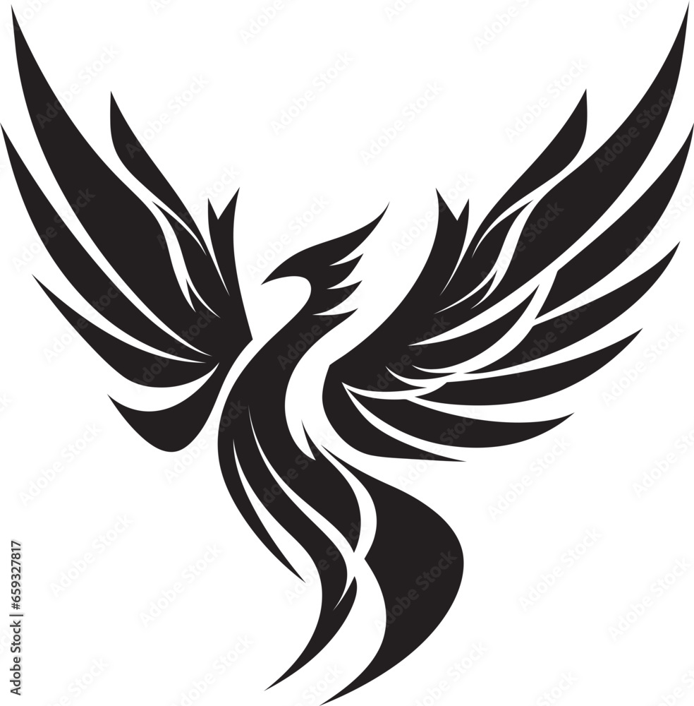 Obraz premium Elegant Night Phoenix Icon Mystic Feathered Badge