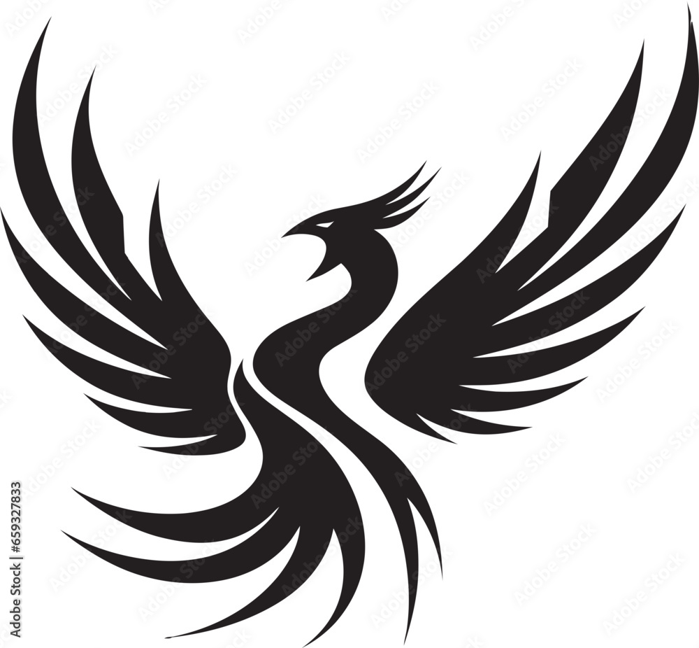 Obraz premium Enigmatic Noir Firebird Dark Rebirth Vector Design