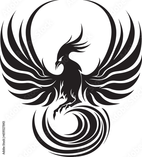 Fiery Nightfall Logo Concept Abstract Flamebird Icon