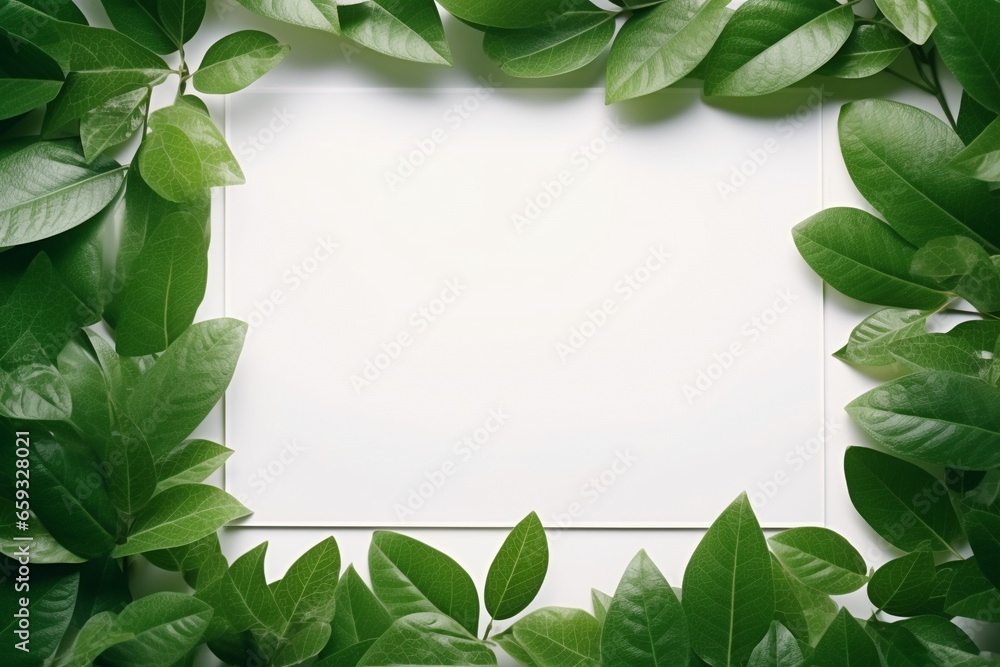 Nature's Message: Green Leaves and Paper Card Note Nature's Message: Green Leaves and Paper Card Note