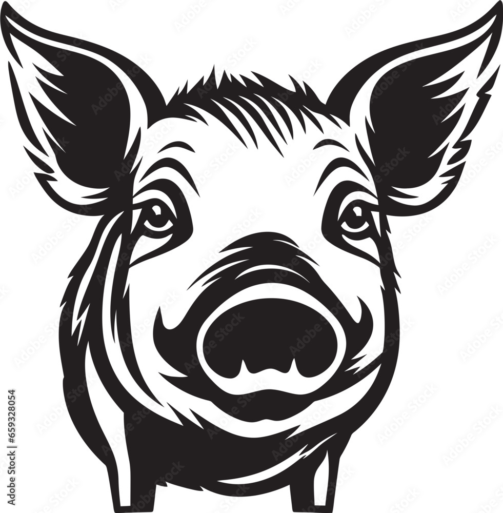 Elegant Swine Badge Modern Pig Vector Symbol