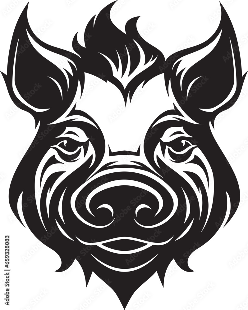 Playful Pig Profile Symbol Sleek Piggy Emblem