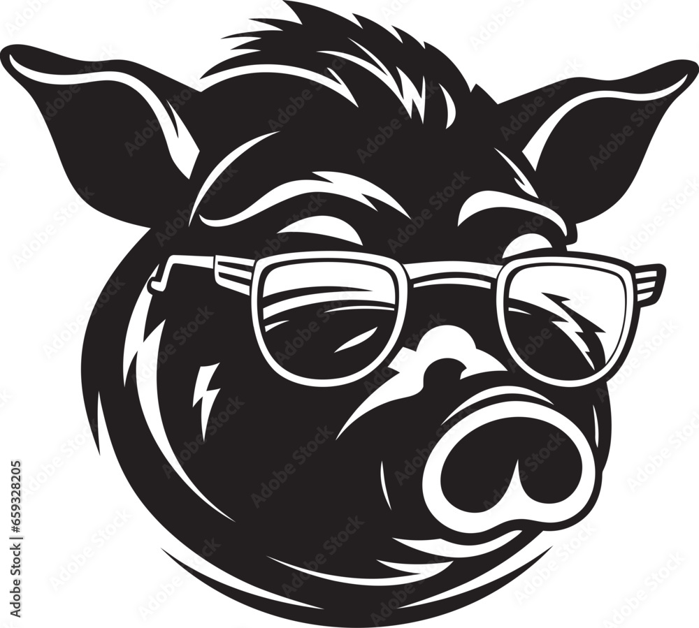Obraz premium Artistic Pig Logo Concept Black Pineapple Elegance