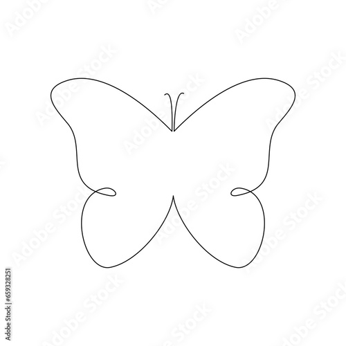 Continuous line drawing of Butterfly on transparent background.