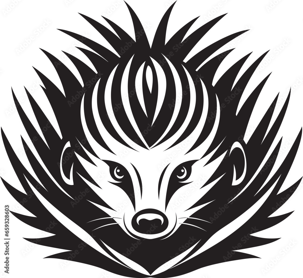 Fototapeta premium Elegant Porcupine Quill Seal Bold Porcupine Emblem in Black