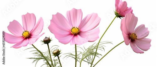 Three Pink Cosmos bipinnatus Flowers in Isolation © pierre