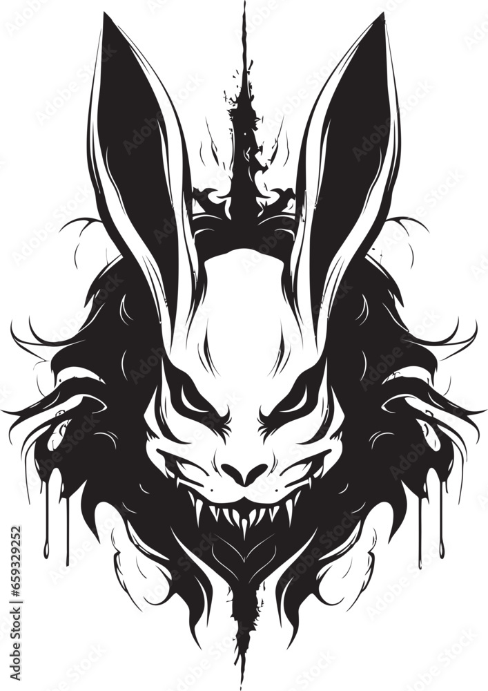Fototapeta premium Rabbit Silhouette Geometric Crest Sleek Hare Abstract Logo
