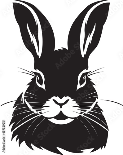 Rabbit Silhouette Minimalist Logo Black Rabbit Monogram Design