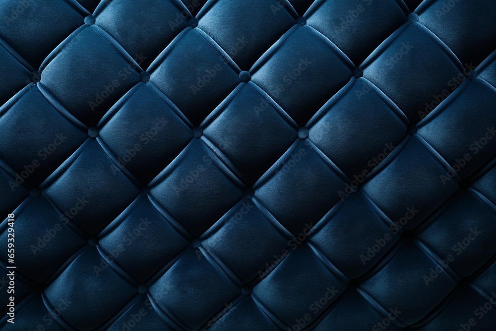 Fototapeta premium Velvet Upholstered Classic Furniture in Deep Blue Rhombus Pattern: Textured Background