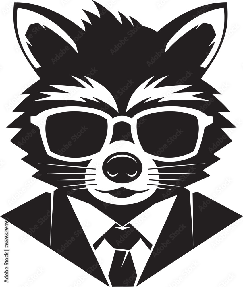 Elegant Black Masked Bandit Mark Contemporary Raccoon Logo Symbol Elegant Black Masked Bandit Mark Contemporary Raccoon Logo Symbol