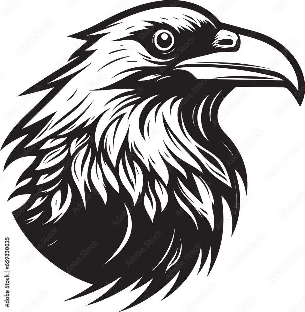 Graceful Black Raven Icon Sleek Bird Symbolic Mark Graceful Black Raven Icon Sleek Bird Symbolic Mark