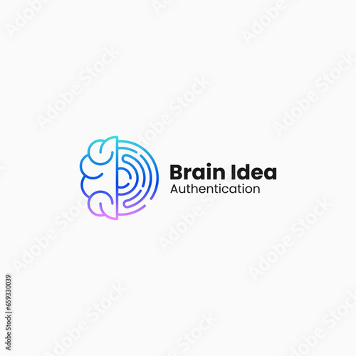 Vector Logo Illustration Brain Idea Gradient Colorful Style