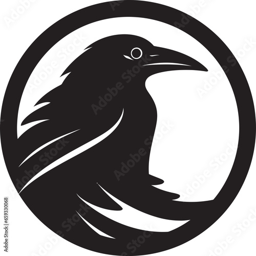 Intricate Raven Vector Icon Premium Raven Silhouette Insignia