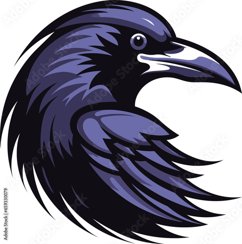 Premium Bird Symbolic Insignia Intricate Raven Crest of Excellence