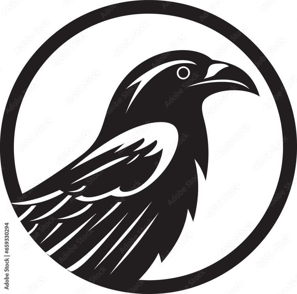 Obraz premium Graceful Crow Badge of Honor Intricate Raven Vector Icon