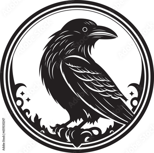 Black Raven Monogram of Honor Premium Raven Silhouette Logo