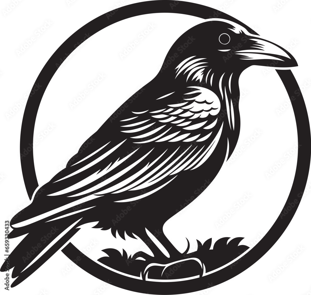 Fototapeta premium Graceful Raven Silhouette Mark Black Raven Symbolic Insignia 
