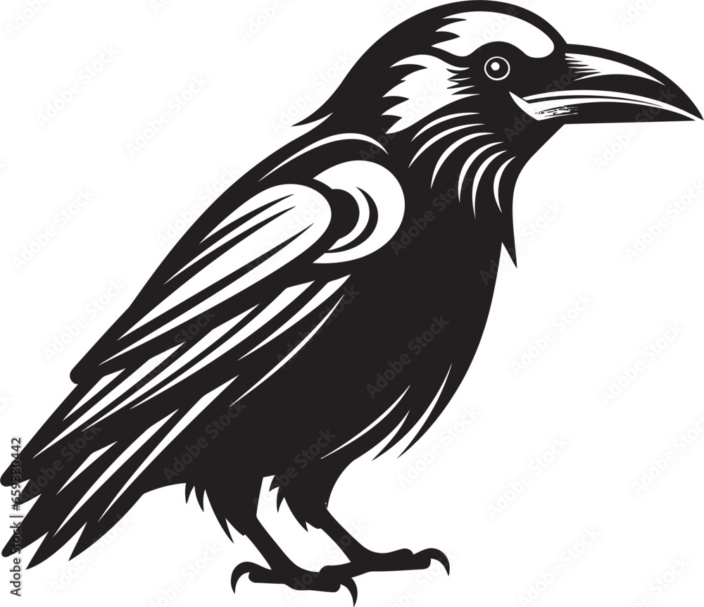 Obraz premium Intricate Raven Crest Design Premium Raven Monochrome Mascot Symbol 