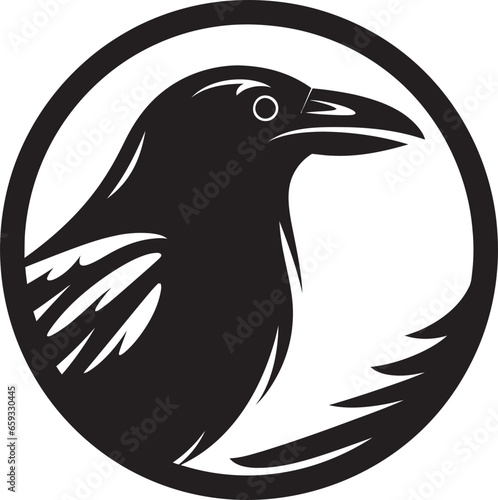 Elegant Black Bird Mark Contemporary Raven Logo Symbol