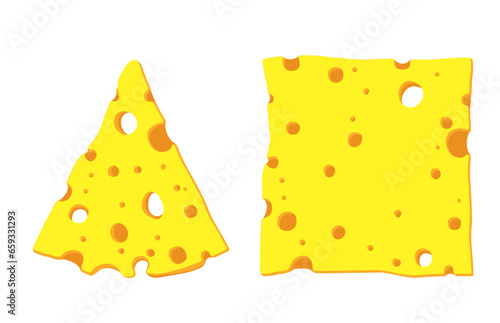Illustration of a slice of cheese in cartoon style