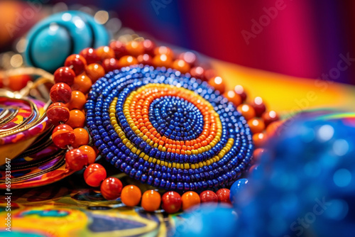 Colorful African beadwork, necklaces, bangles and bracelets