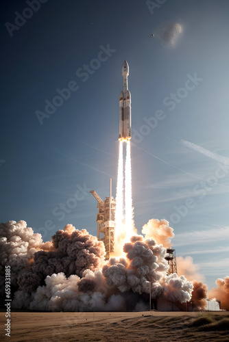 Rocket launching scenes with clear sky  © AungThurein