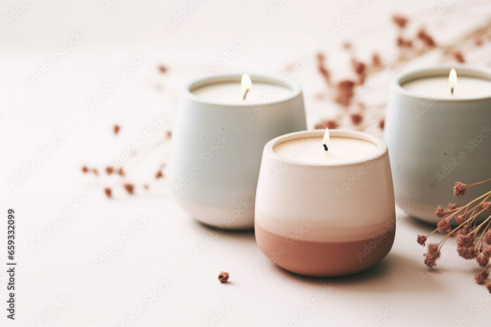 Elegant and simple aromatherapy candles with a cozy and hygge atmosphere.