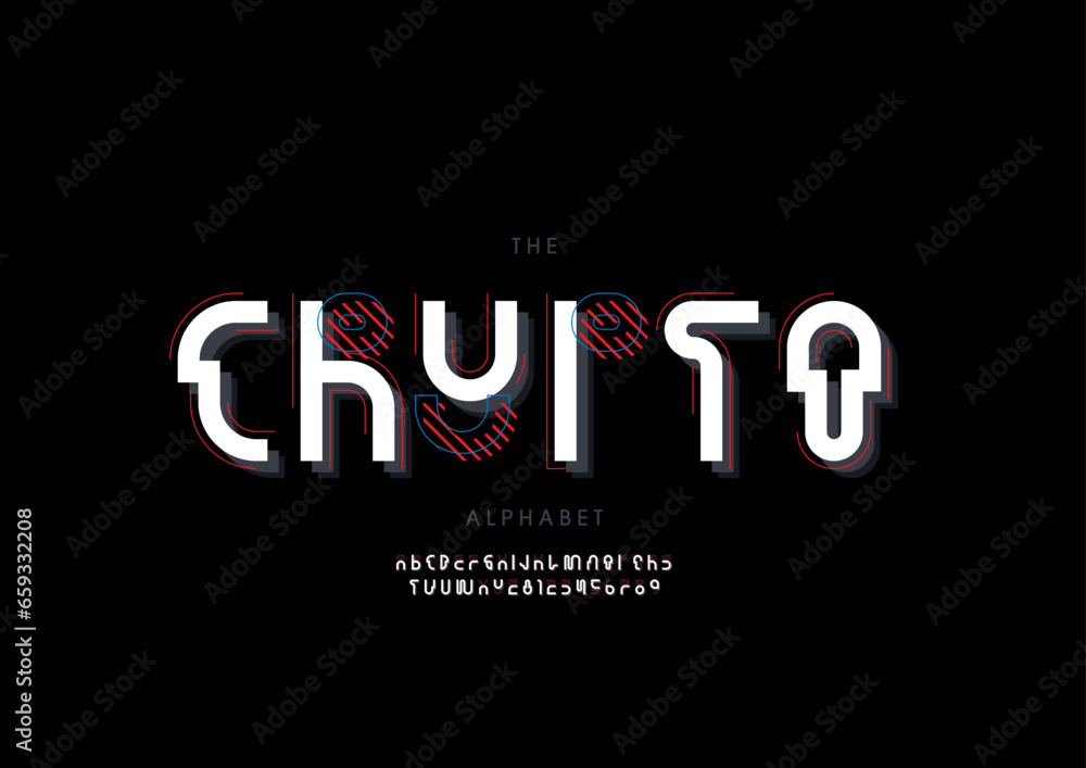 Fototapeta premium Vector of stylized modern font and alphabet