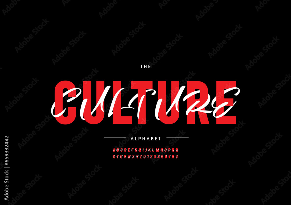 Vector of stylized modern font and alphabet Vector of stylized modern font and alphabet